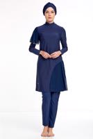 Hijab clothing NAVY BLUE TULLE DETAIL HIJAB SWIMSUIT 2434  