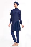 Hijab clothing NAVY BLUE TULLE DETAIL HIJAB SWIMSUIT 2434  