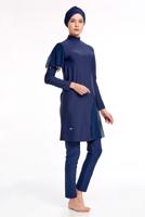 Hijab clothing NAVY BLUE TULLE DETAIL HIJAB SWIMSUIT 2434  