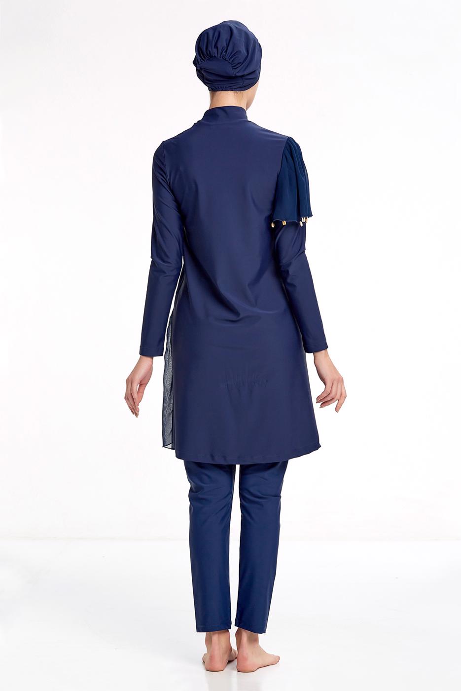 Hijab clothing NAVY BLUE TULLE DETAIL HIJAB SWIMSUIT 2434  