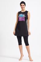Vêtements hijab NOIR IMPRIMER DETAIL HIJAB MAILLOT DE BAIN 3590