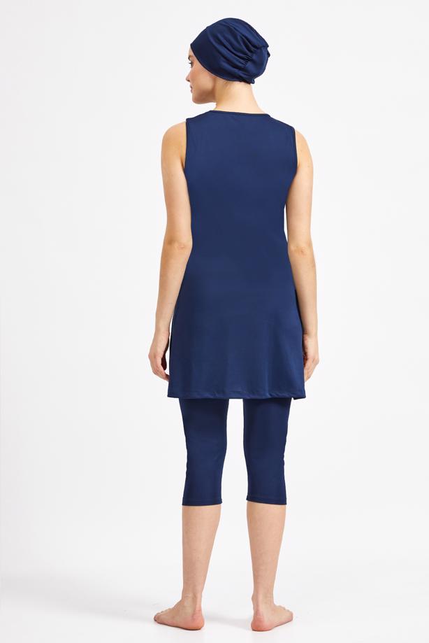 Vêtements hijab BLEU MARINE IMPRIMER DETAIL HIJAB MAILLOT DE BAIN 3590 - TRENDTESETTÜR