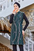 Tesettür giyim SİYAH BELDEN BÜZGÜLÜ DESENLİ TESETTÜR MAYO 4050 