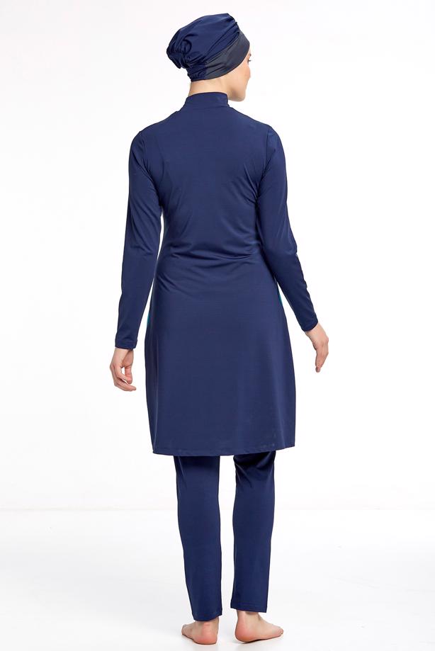 Vêtements hijab BLEU MARINE MAILLOT DE BAIN HIJAB MULTICOLORE 4190 - TRENDTESETTÜR