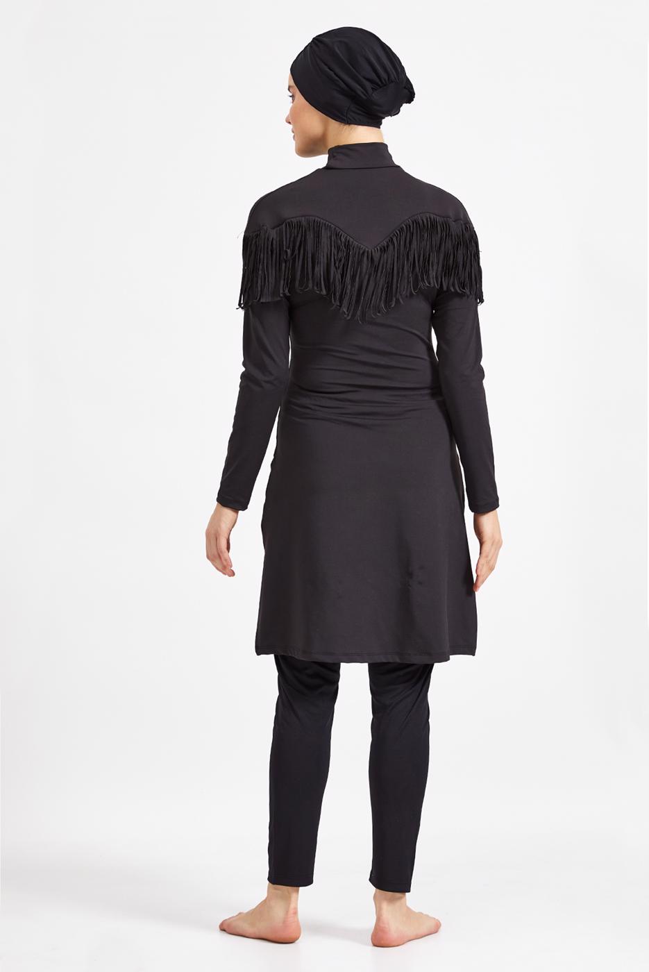 Tesettür giyim SİYAH PÜSKÜL DETAYLI TESETTÜR MAYO 4250 
