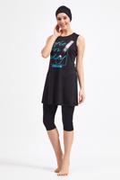 Hijab clothing BLACK SLOGAN PRINT HIJAB SWIMSUIT 4590 