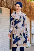 Tesettür giyim LACİVERT DESENLİ TESETTÜR MAYO 6050 