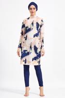 Tesettür giyim LACİVERT DESENLİ TESETTÜR MAYO 6050 