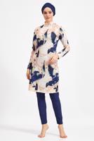 Tesettür giyim LACİVERT DESENLİ TESETTÜR MAYO 6050 