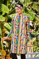 Vêtements hijab NOIR MAILLOT DE BAIN À MOTIF HIJAB 8250