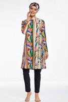 Vêtements hijab NOIR MAILLOT DE BAIN À MOTIF HIJAB 8250