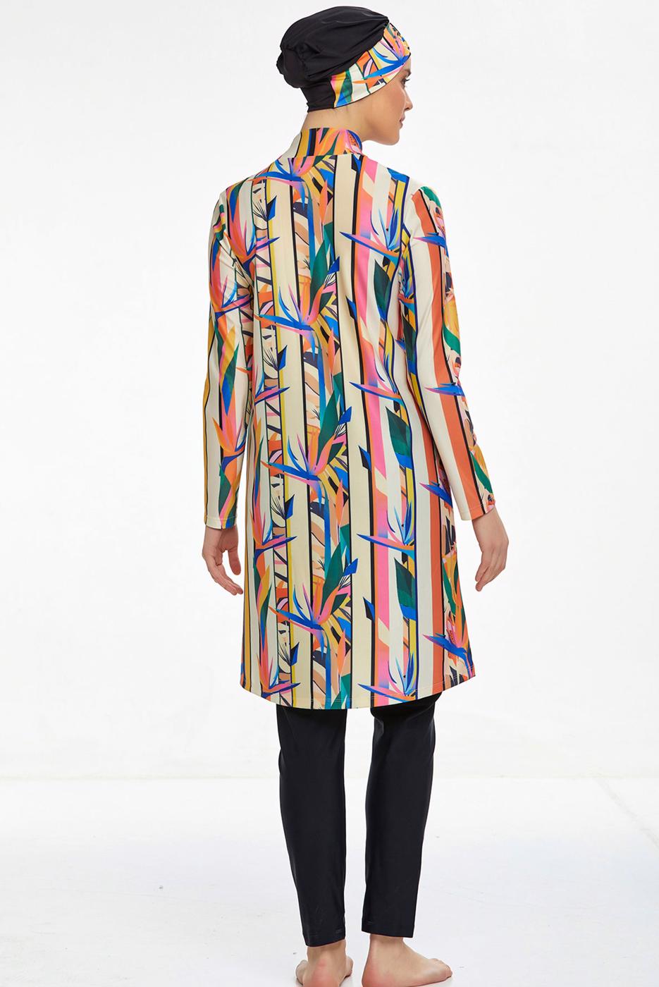 Vêtements hijab NOIR MAILLOT DE BAIN À MOTIF HIJAB 8250