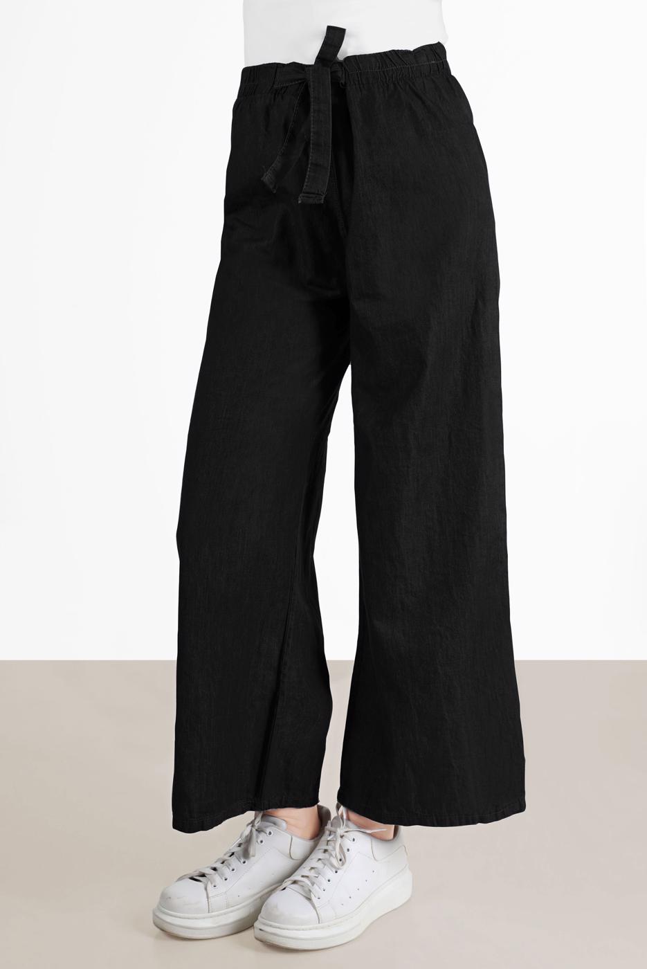 Tesettür giyim GRİ GENİŞ PAÇA DENİM PANTOLON T 0205 