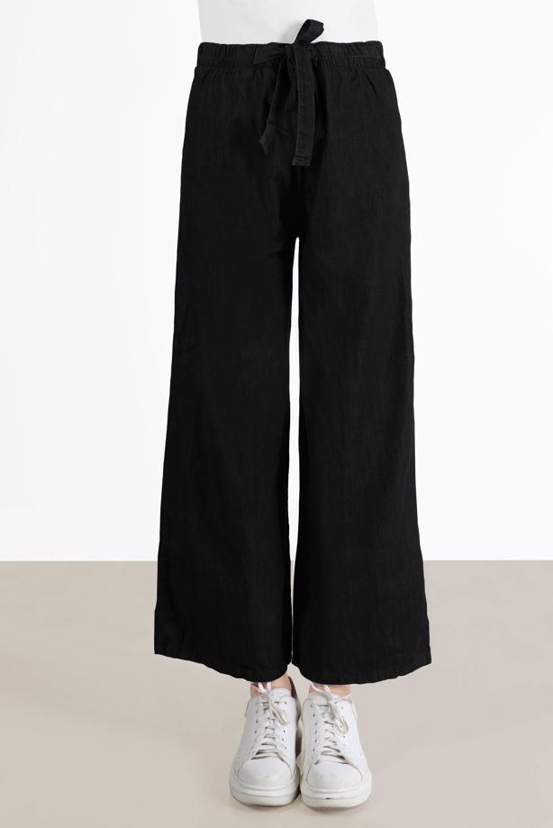 Tesettür giyim GRİ GENİŞ PAÇA DENİM PANTOLON T 0205  - TRENDTESETTÜR