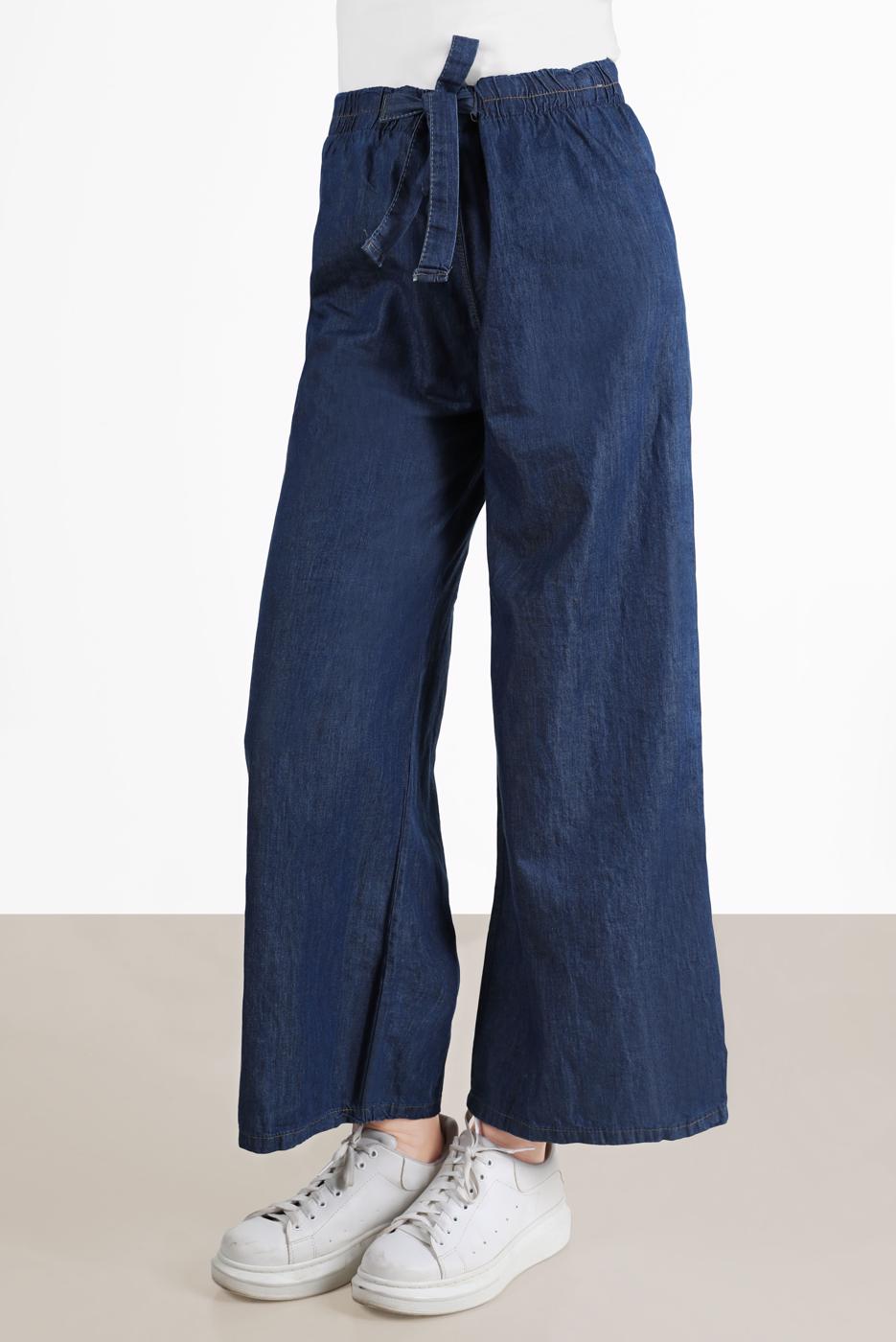 Tesettür giyim LACİVERT GENİŞ PAÇA DENİM PANTOLON T 0205 