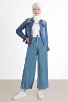 Tesettür giyim MAVİ GENİŞ PAÇA DENİM PANTOLON T 0205 