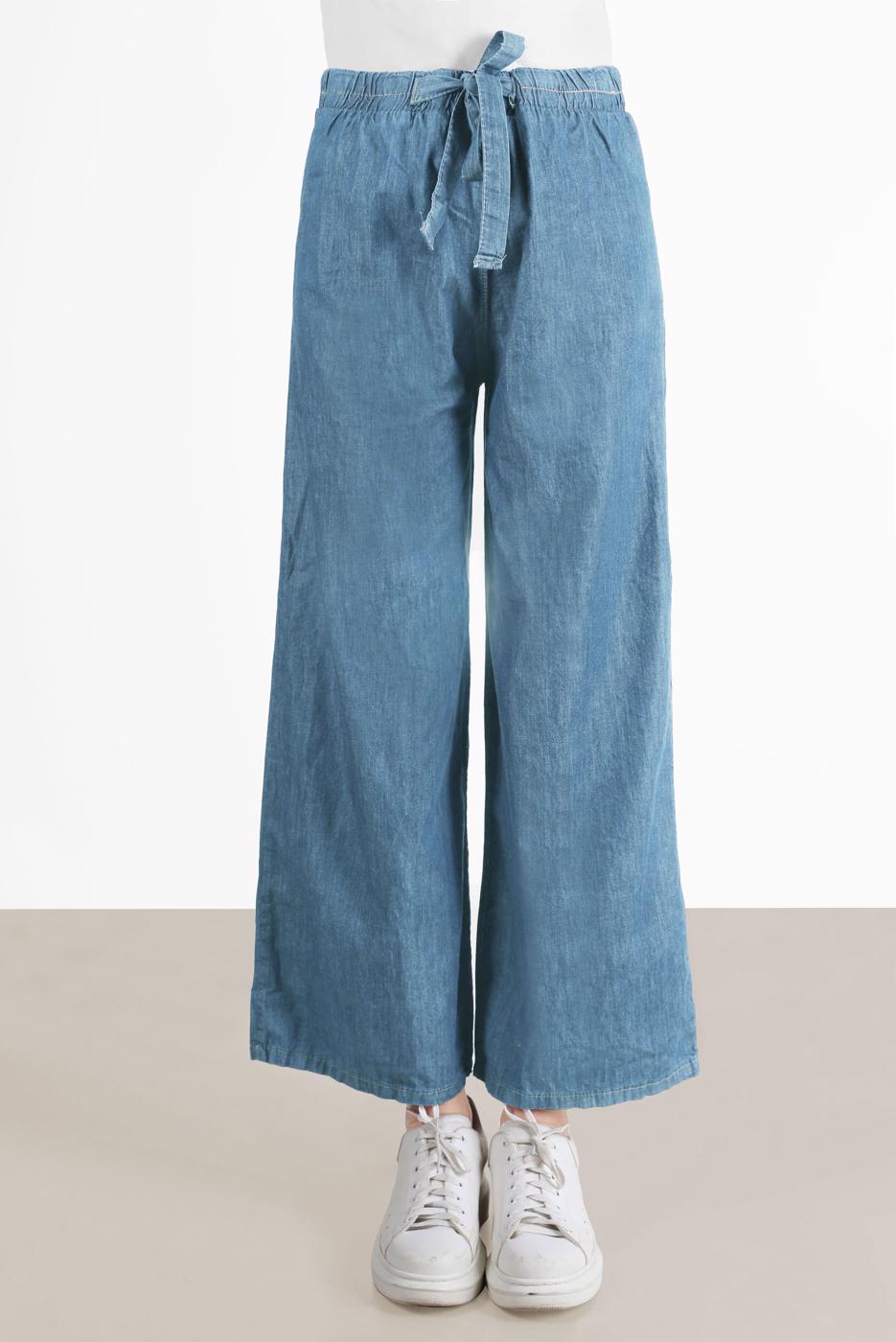 Tesettür giyim MAVİ GENİŞ PAÇA DENİM PANTOLON T 0205 