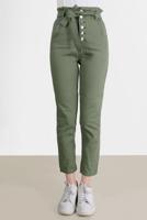 Tesettür giyim HAKİ PAPERBAG DENIM PANTOLON 214  