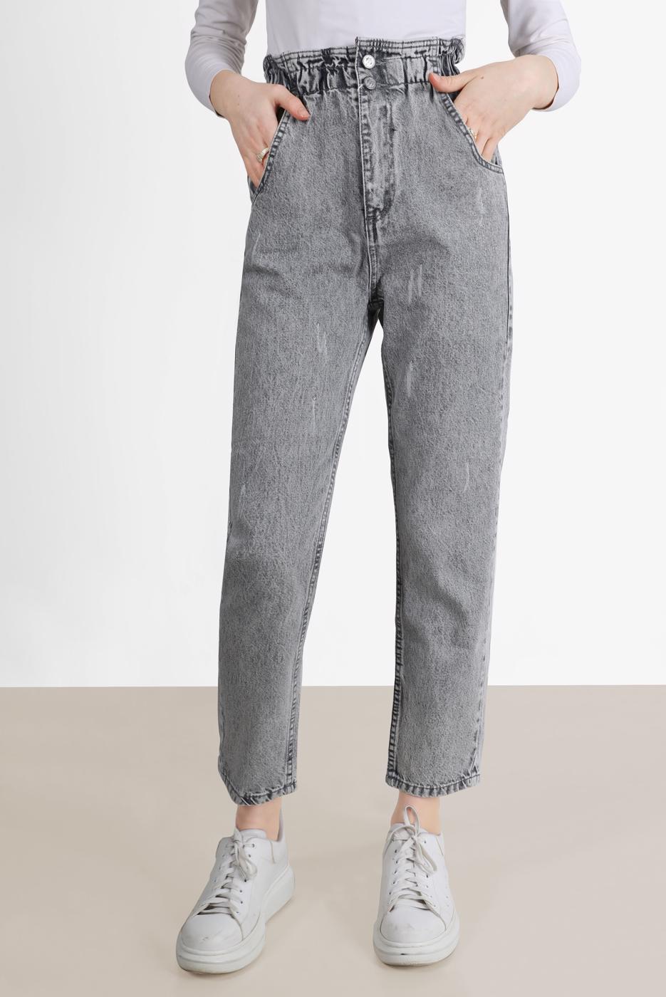 Tesettür giyim GRİ DENIM MOM JEAN 504 