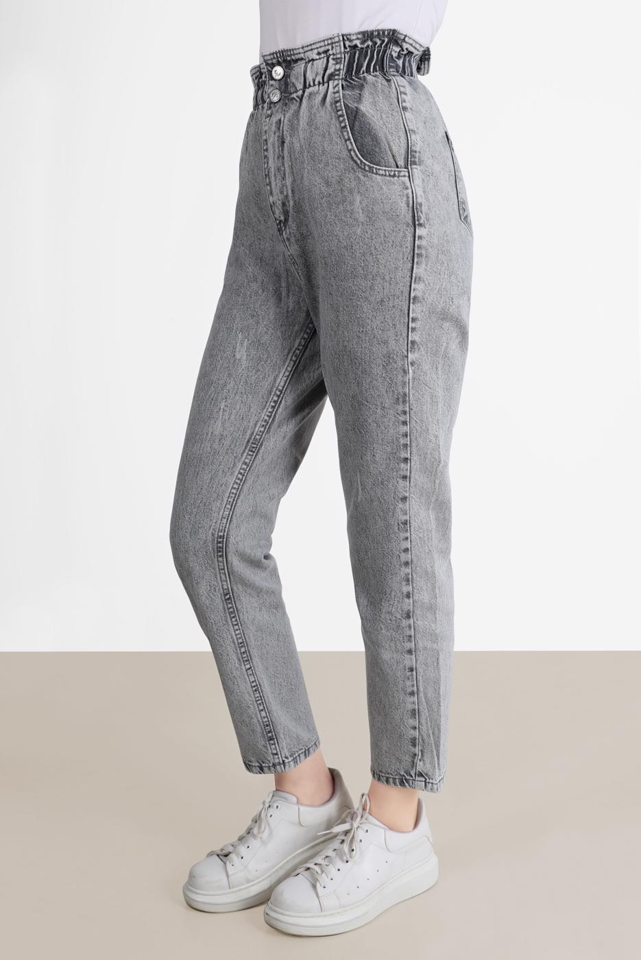 Tesettür giyim GRİ DENIM MOM JEAN 504 