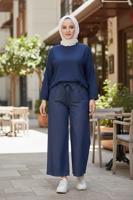Vêtements hijab BLEU MARINE PANTALON LARGE EN JEAN T 1205