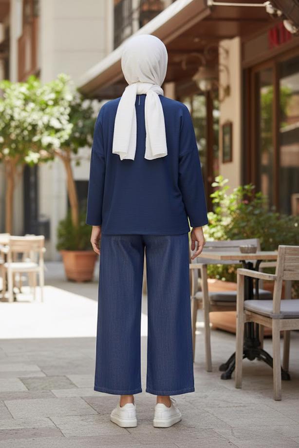 Tesettür giyim  GENİŞ PAÇA DENİM PANTOLON 1205 - TRENDTESETTÜR