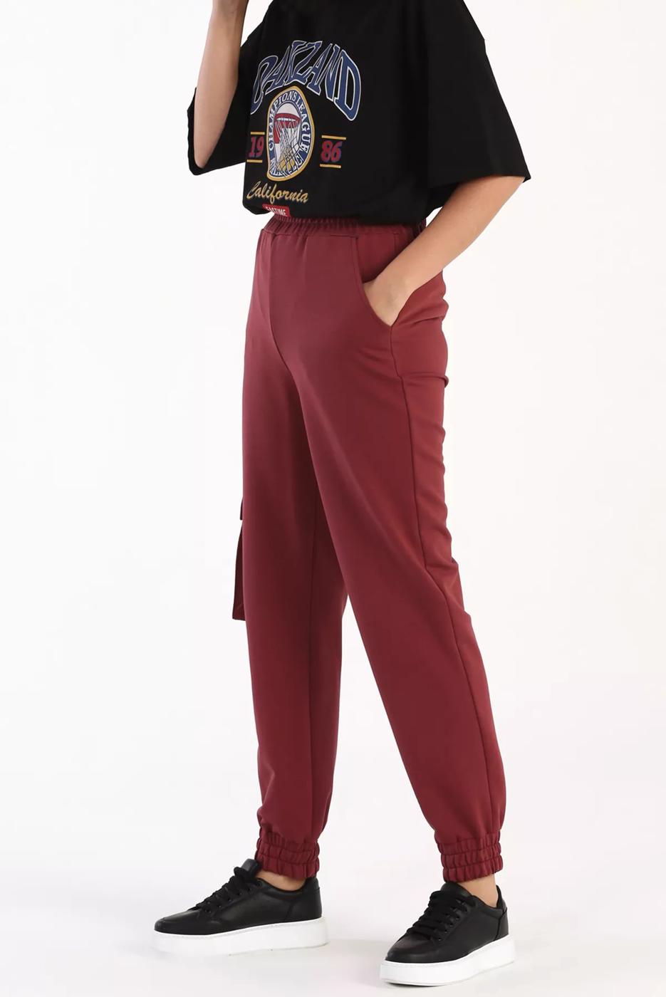 Tesettür giyim BORDO KARGO PANTOLON 20077 