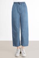 Tesettür giyim MAVİ BELİ LASTİKLİ GENİŞ PAÇA DENIM PANTOLON 2305 