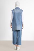 Tesettür giyim MAVİ BELİ LASTİKLİ GENİŞ PAÇA DENIM PANTOLON 2305 