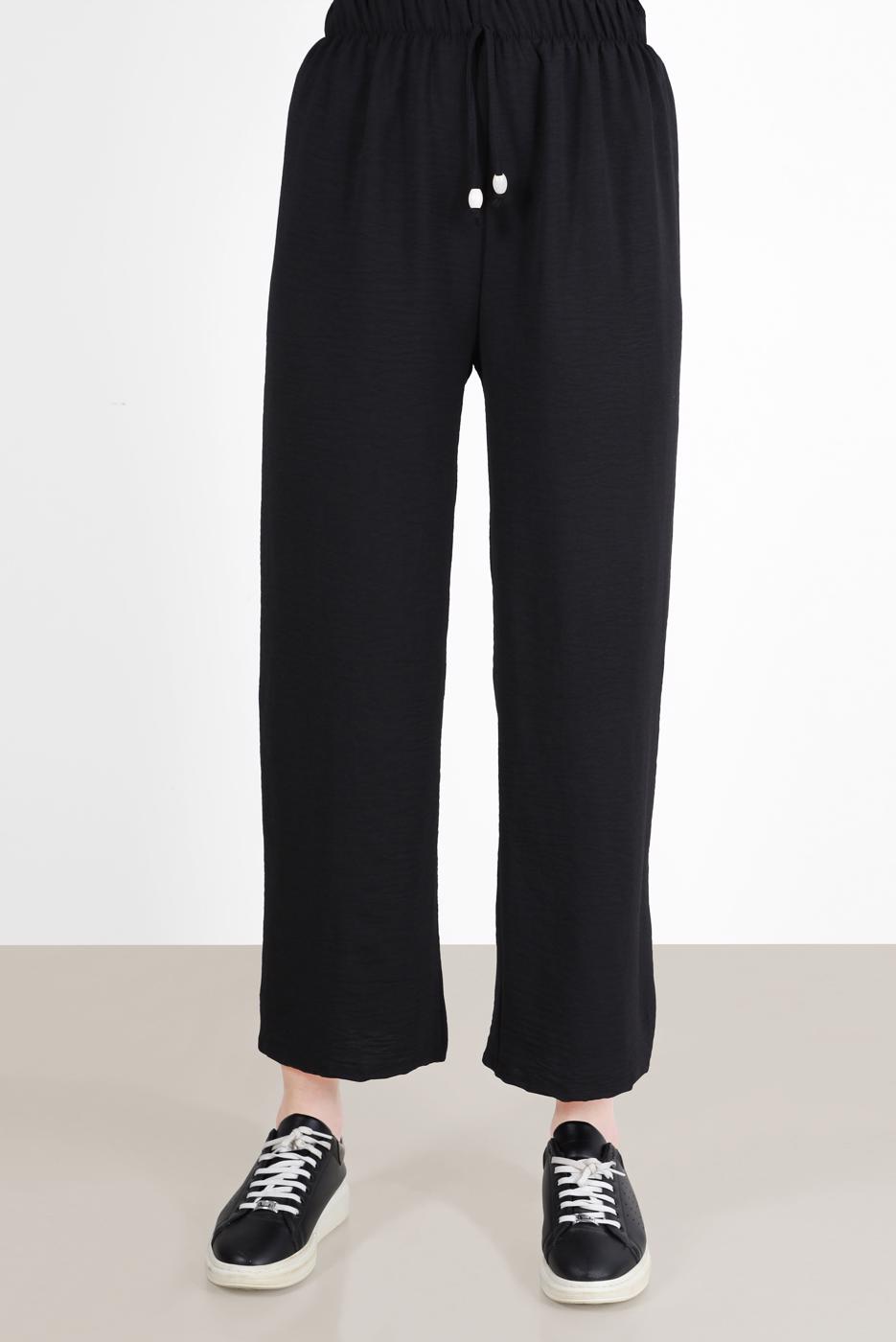 Hijab clothing BLACK ELASTIC WAIST TROUSERS 3521 