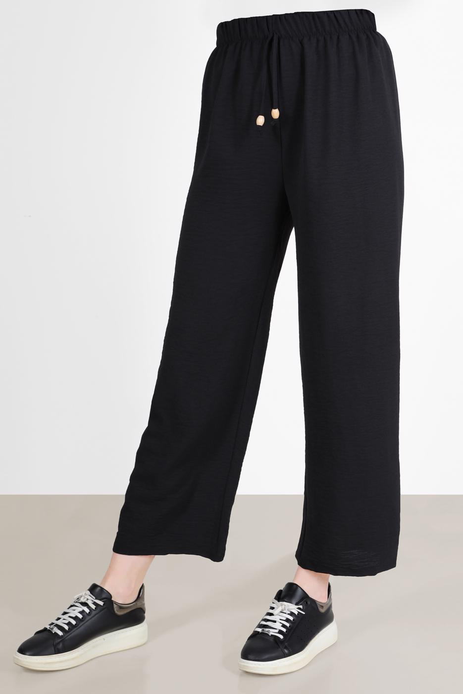 Hijab clothing BLACK ELASTIC WAIST TROUSERS 3521 