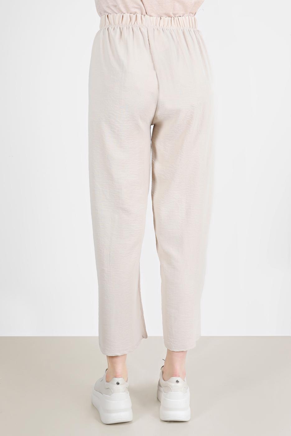 Hijab clothing BEIGE ELASTIC WAIST TROUSERS 3521 