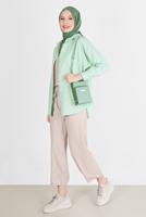 Hijab clothing BEIGE ELASTIC WAIST TROUSERS 3521 