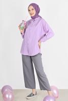 Hijab clothing GREY ELASTIC WAIST TROUSERS 3521 