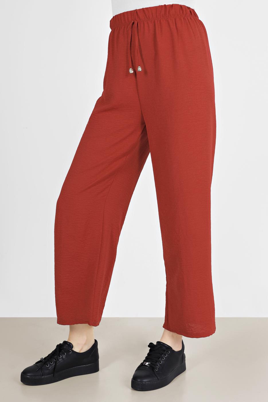 Tesettür giyim KAHVE BELİ LASTİKLİ PANTOLON 3521