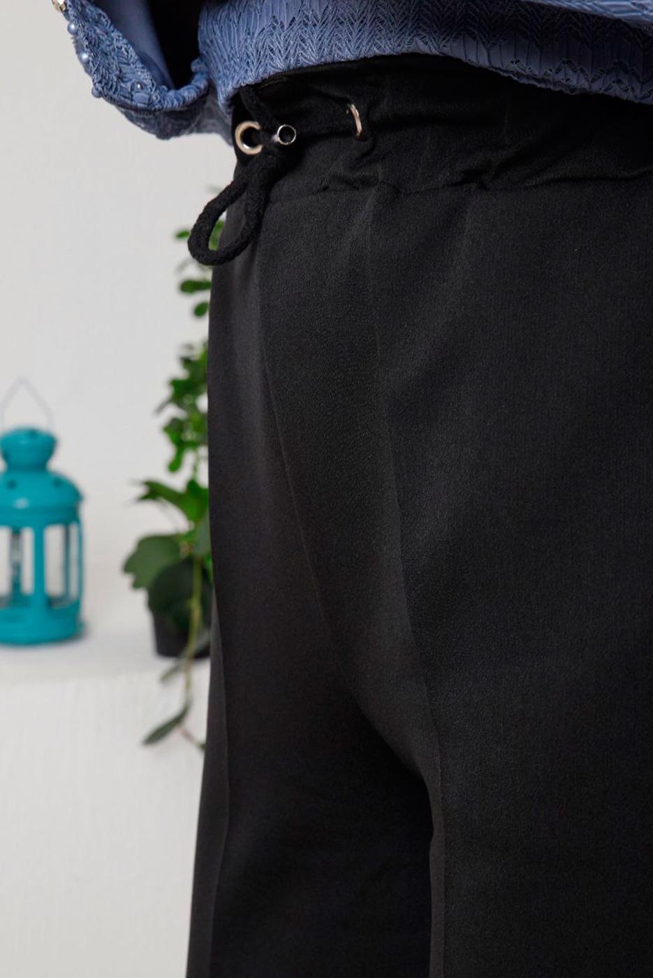 Tesettür giyim SİYAH BELİ LASTİKLİ KUMAŞ PANTOLON 4114  