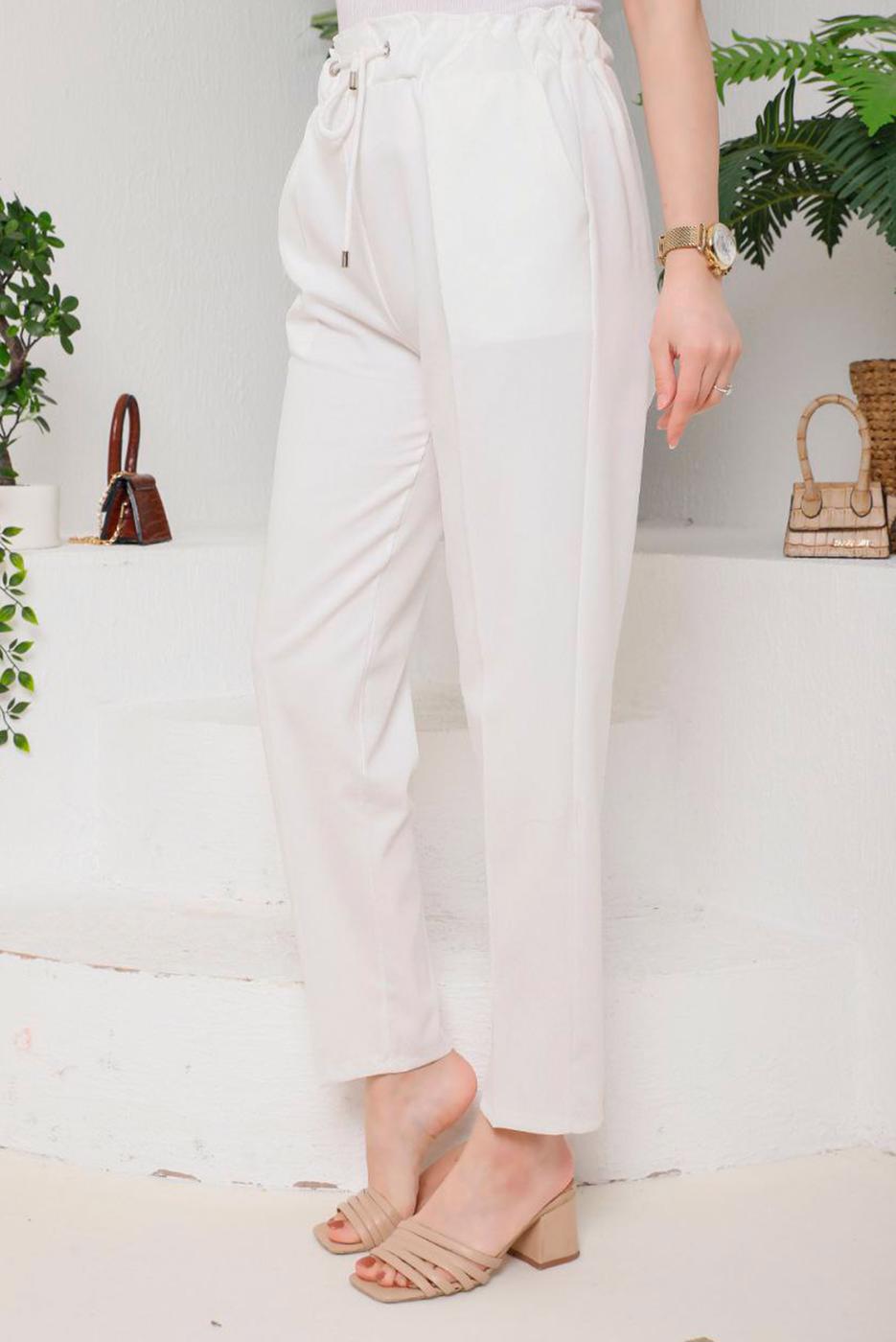 Vêtements hijab ÉCRU PANTALON TAILLE ÉLASTIQUE 4114