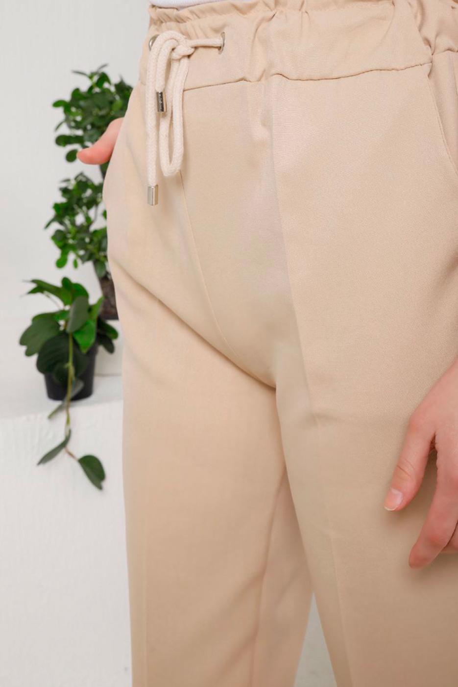 Tesettür giyim VİZON BELİ LASTİKLİ KUMAŞ PANTOLON 4114  