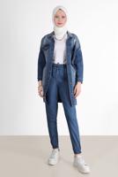 Tesettür giyim MAVİ PAÇASI LASTİKLİ DENIM PANTOLON 4305 