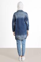 Tesettür giyim MAVİ PAÇASI LASTİKLİ DENIM PANTOLON 4305 