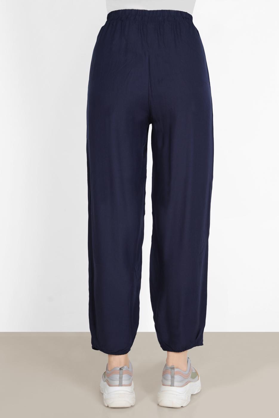 Tesettür giyim LACİVERT BELİ LASTİKLİ BOL PAÇA PANTOLON 46007 