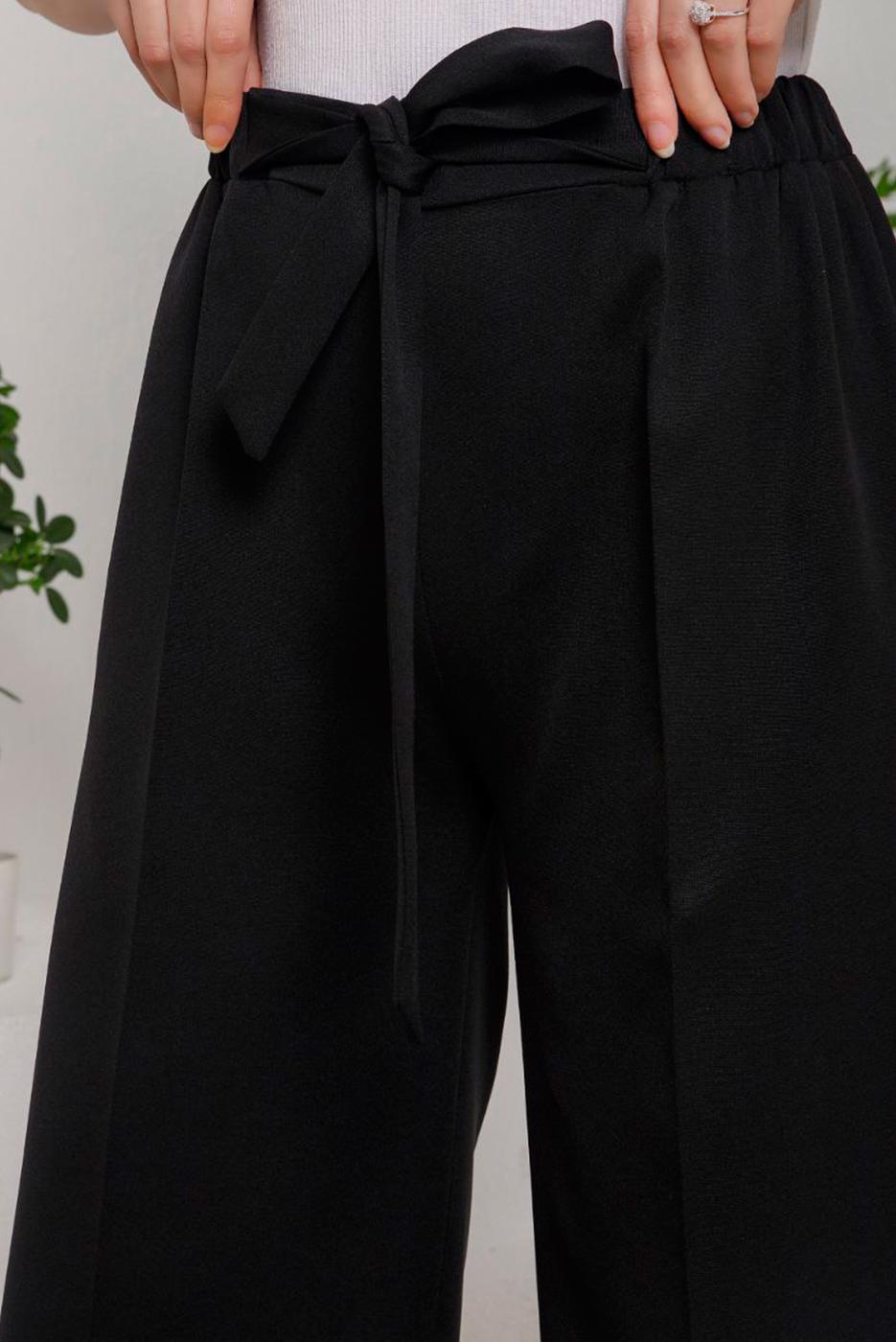 Tesettür giyim SİYAH BELİ BAĞLAMA DETAYLI KUMAŞ PANTOLON 5114 