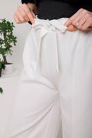 Tesettür giyim EKRU BELİ BAĞLAMA DETAYLI KUMAŞ PANTOLON 5114 