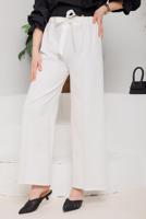 Tesettür giyim EKRU BELİ BAĞLAMA DETAYLI KUMAŞ PANTOLON 5114 