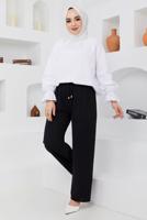 Tesettür giyim SİYAH BELİ LASTİKLİ PANTOLON 51552 