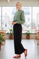Tesettür giyim SİYAH KEMERLİ VİSKON PANTOLON 56007 