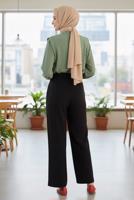 Tesettür giyim SİYAH KEMERLİ VİSKON PANTOLON 56007 