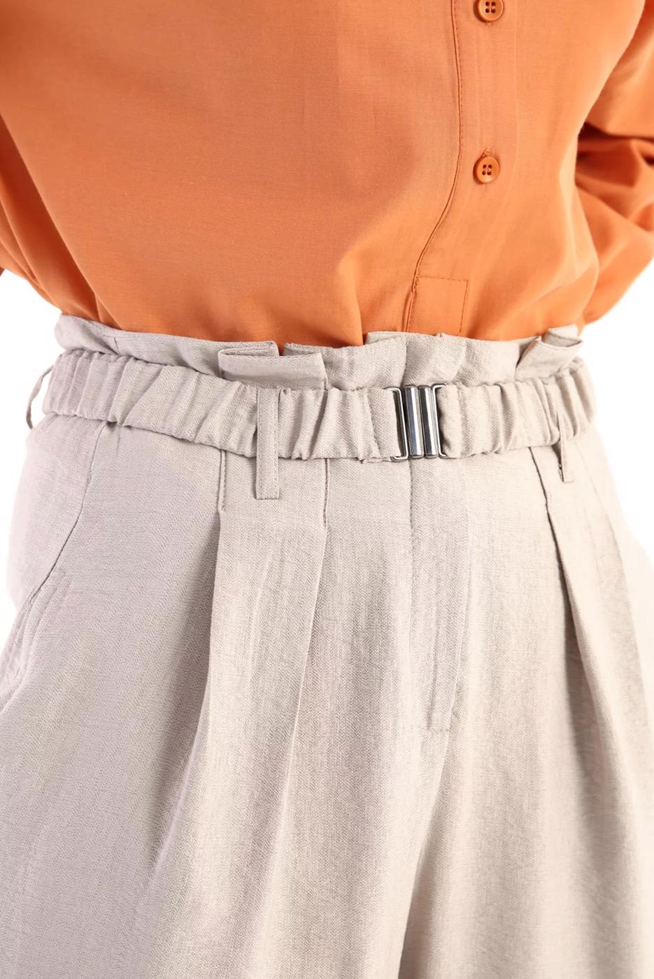 Hijab clothing BEIGE BELTED VISCOSE TROUSERS 56007 