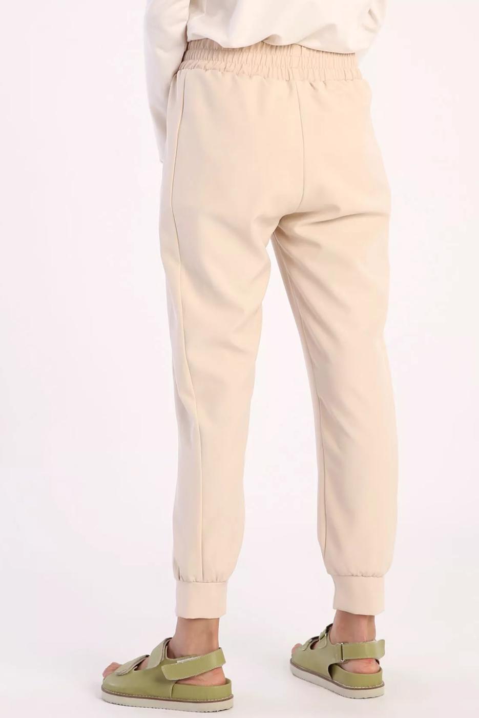 Hijab clothing BEIGE ELASTIC WAIST TROUSERS 61033 