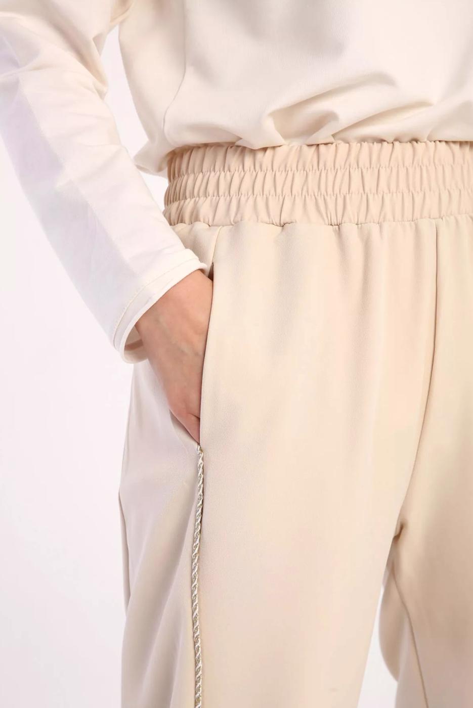 Hijab clothing BEIGE ELASTIC WAIST TROUSERS 61033 